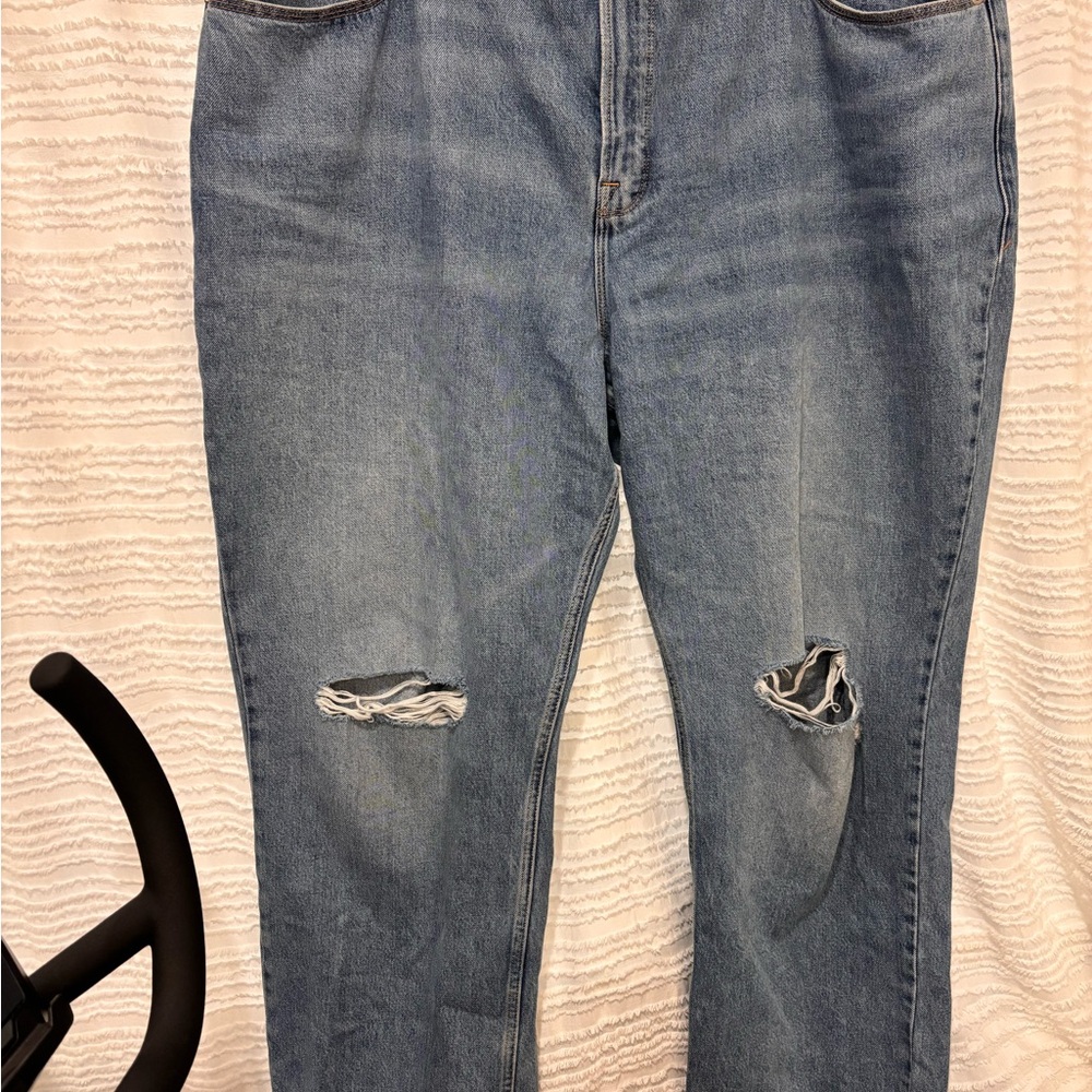 Good American Light Blue Distressed Boyfriend Jeans
